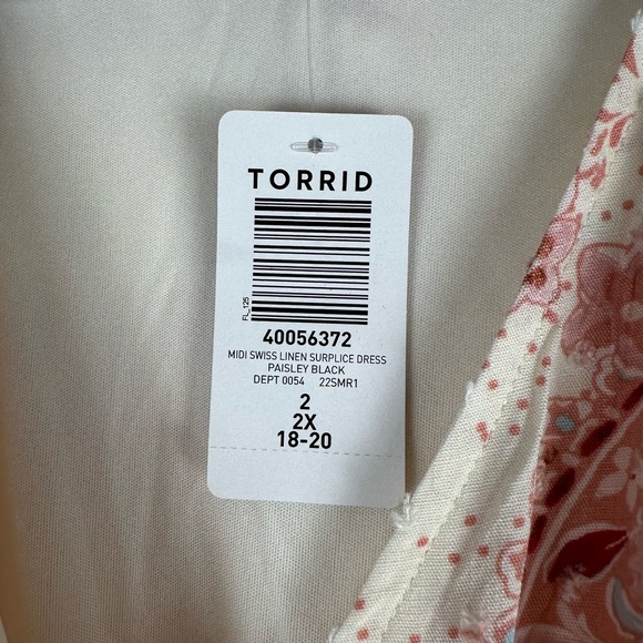 Torrid Midi Challis Flutter Sleeve Paisley Print Linen Surplice Dress NWT - Picture 4 of 10